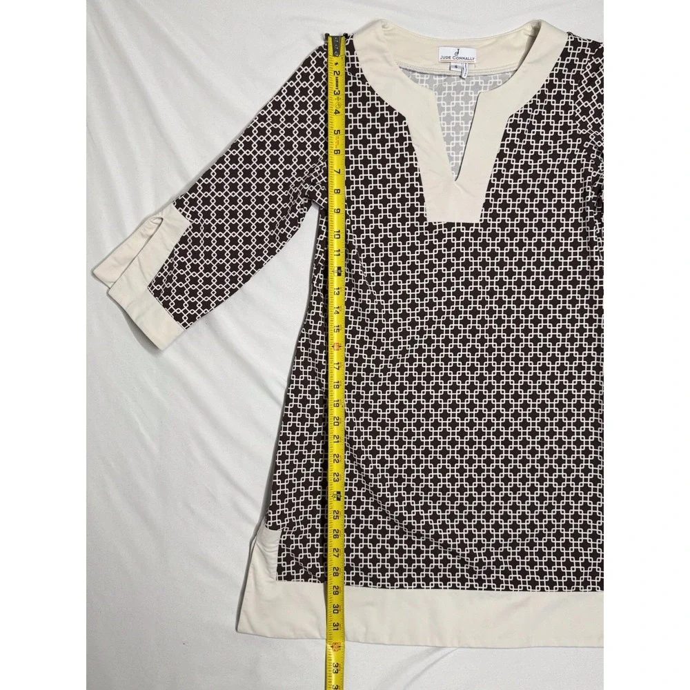 Jude Connally Holly Tunic Chain Link Brown/White Dress‎ Womens Size Small